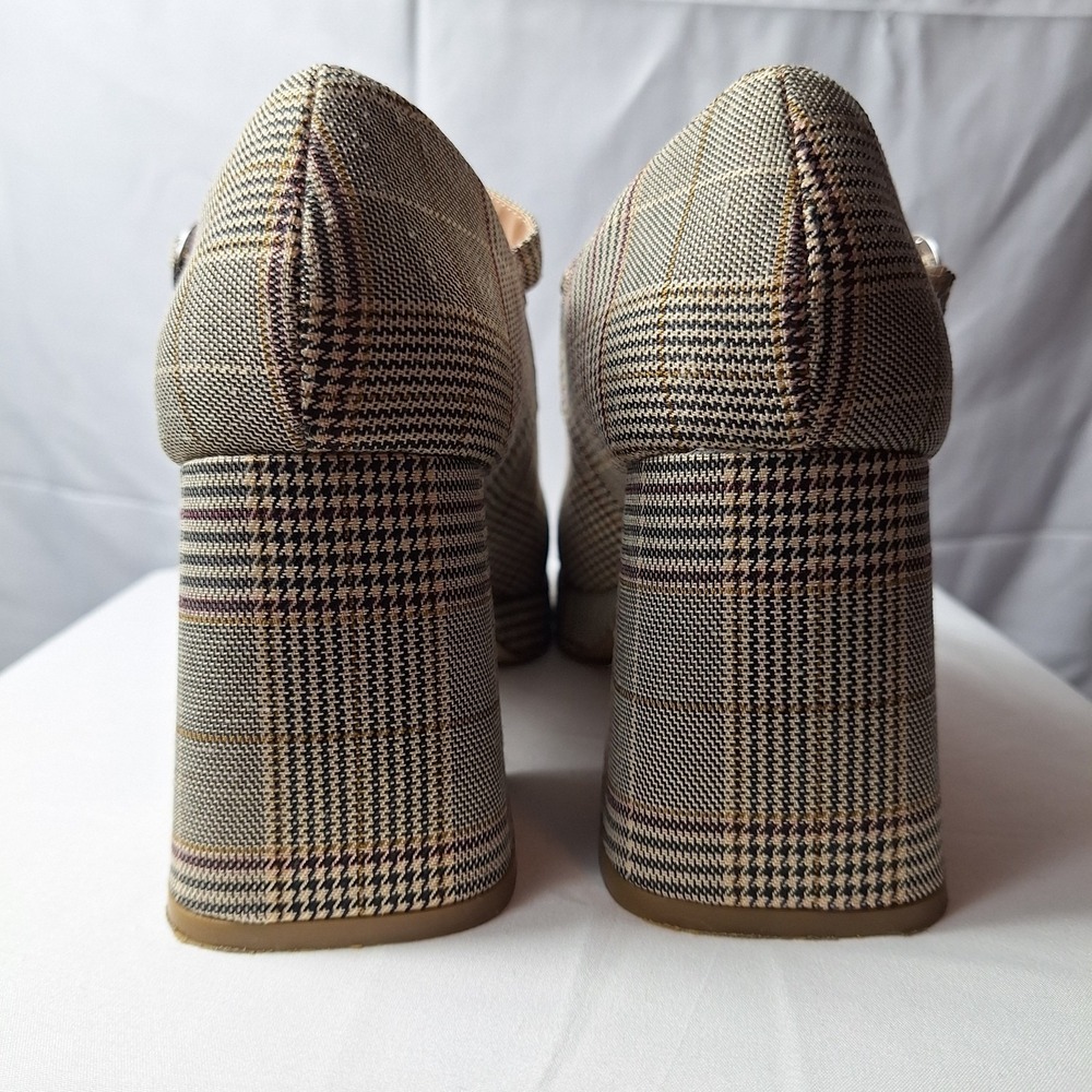 STEVE MADDEN Mingle Mary Jane Shoe Sz 8.5M Plaid Prep Chunky Block Heel 90s Y2K - Picture 6 of 10